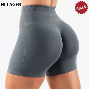 NCLAGEN Womens Seamless Gym Yoga Shorts  High Waist Butt Scrunch Leggings
