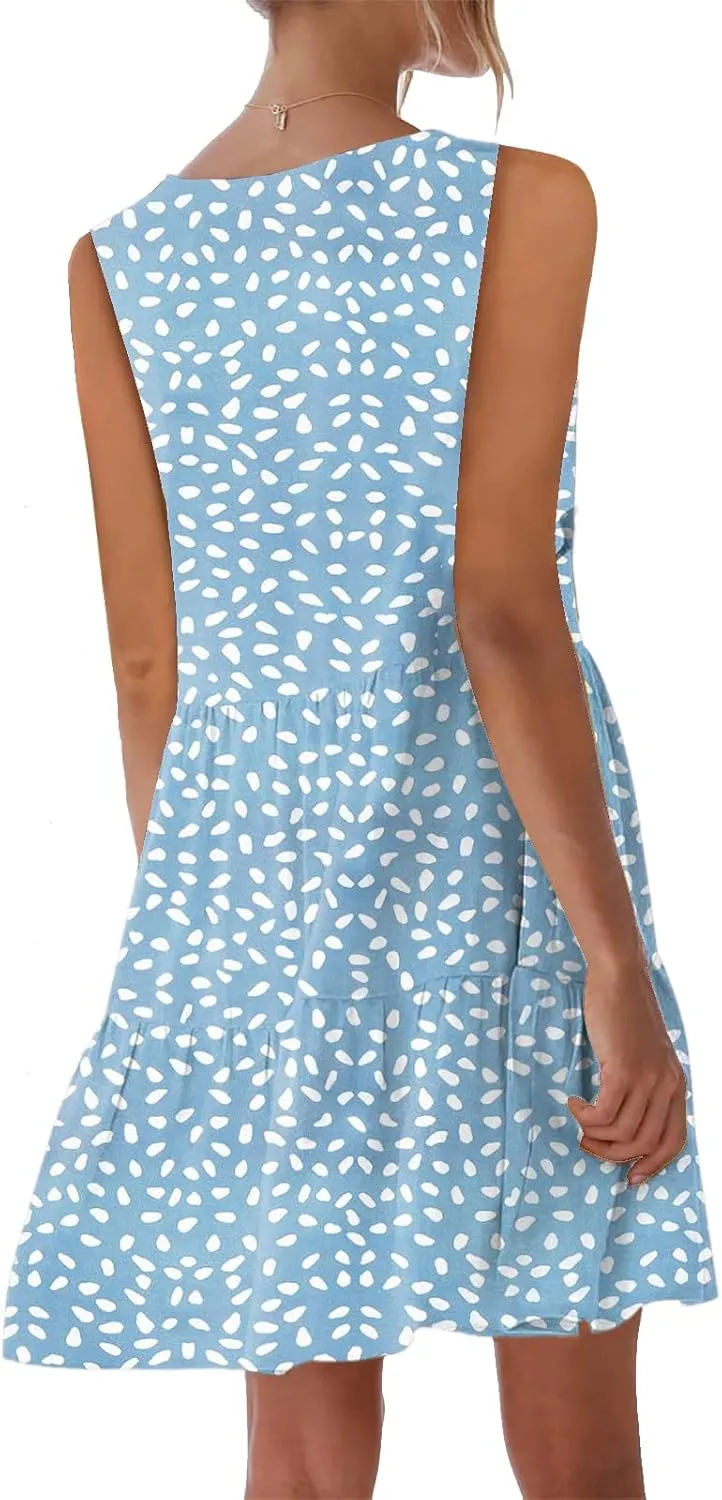 nclook Womens 2025 Summer Casual Dress Sweet Cute V Neck Sleeveless Mini Dresses with Pockets