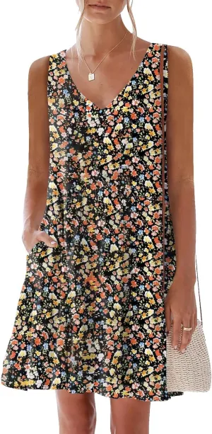 nclook Womens 2025 Summer Casual Dress Sweet Cute V Neck Sleeveless Mini Dresses with Pockets