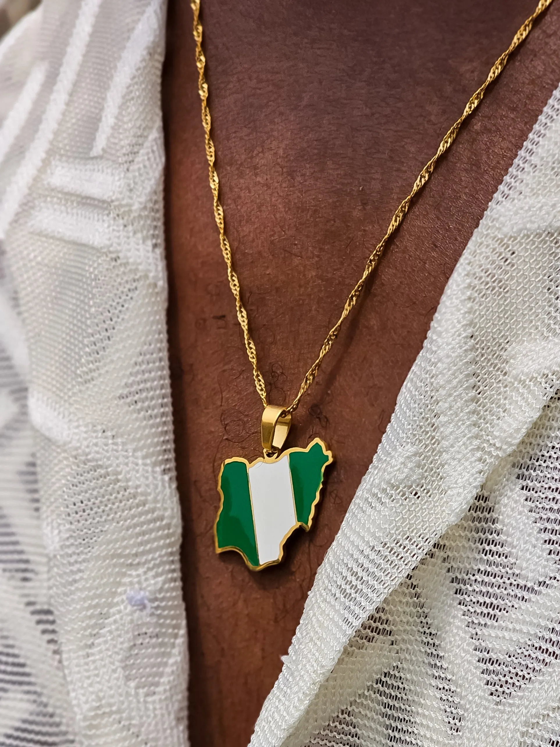 Nigerian Map Pendant   Necklace