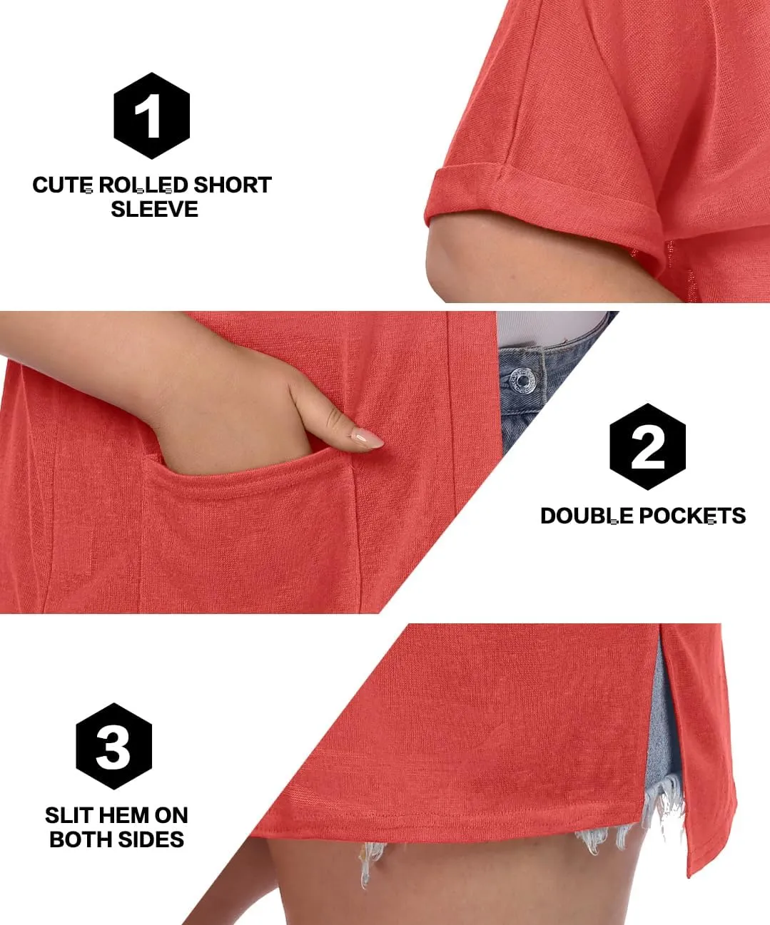 OLRIK Plus Size Lightweight Cardigan for Women Summer Sheer Short Sleeve Cardigan with Pockets Beach Cover Up