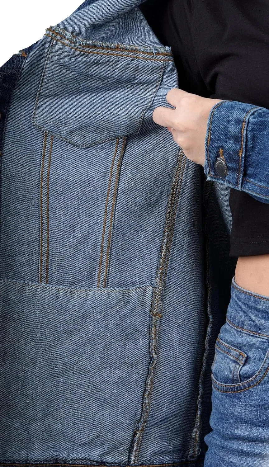 Oversized Jean Jacket for Women - Casual Trendy Fashion Denim Blue and Black Jean Jacket Women