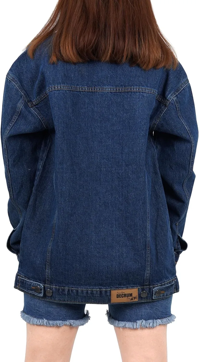 Oversized Jean Jacket for Women - Casual Trendy Fashion Denim Blue and Black Jean Jacket Women