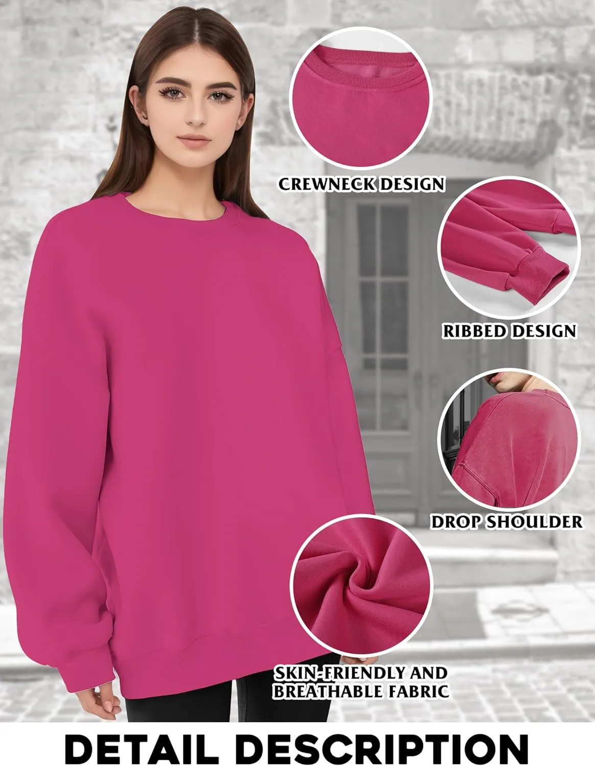 Oversized Sweatshirt for Women, Crewneck Sweatshirts Women Pullover Long Sleeves, Pullover Sweaters Casual Clothes