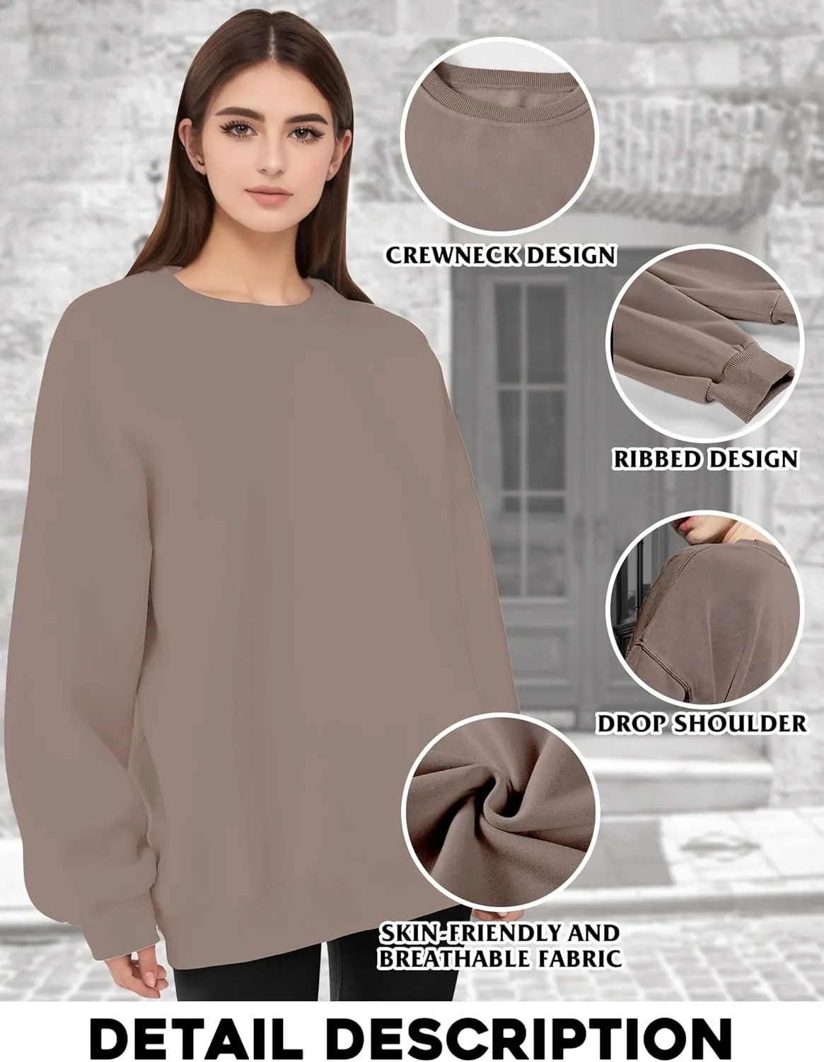 Oversized Sweatshirt for Women, Crewneck Sweatshirts Women Pullover Long Sleeves, Pullover Sweaters Casual Clothes
