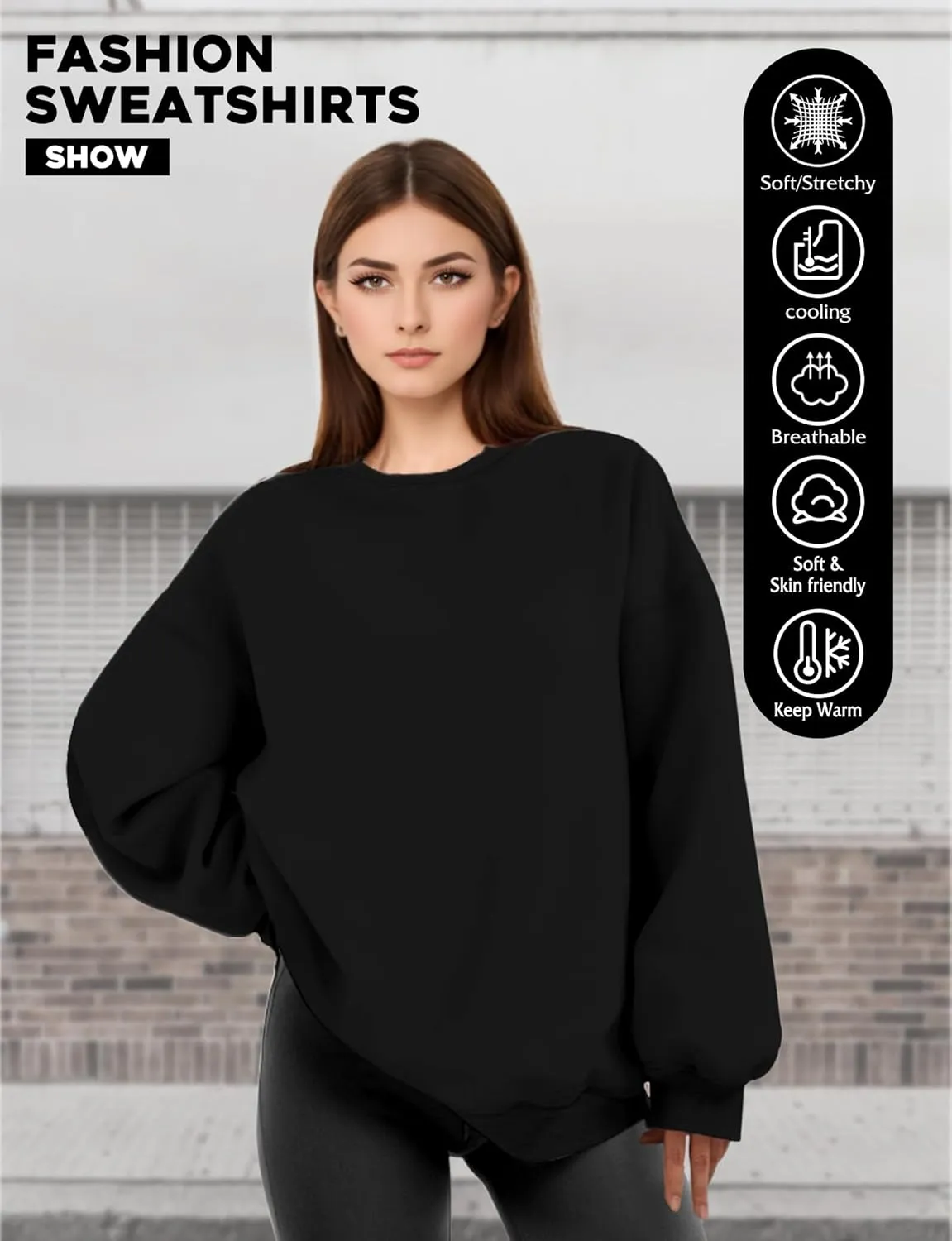 Oversized Sweatshirt for Women, Crewneck Sweatshirts Women Pullover Long Sleeves, Pullover Sweaters Casual Clothes