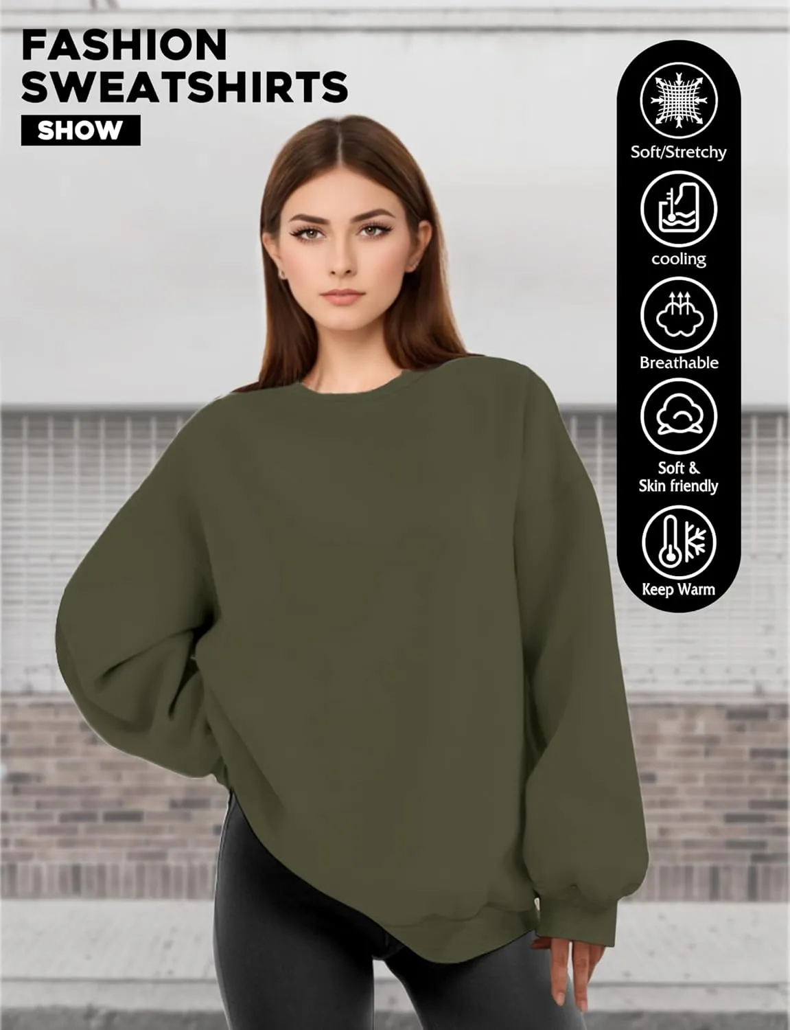 Oversized Sweatshirt for Women, Crewneck Sweatshirts Women Pullover Long Sleeves, Pullover Sweaters Casual Clothes