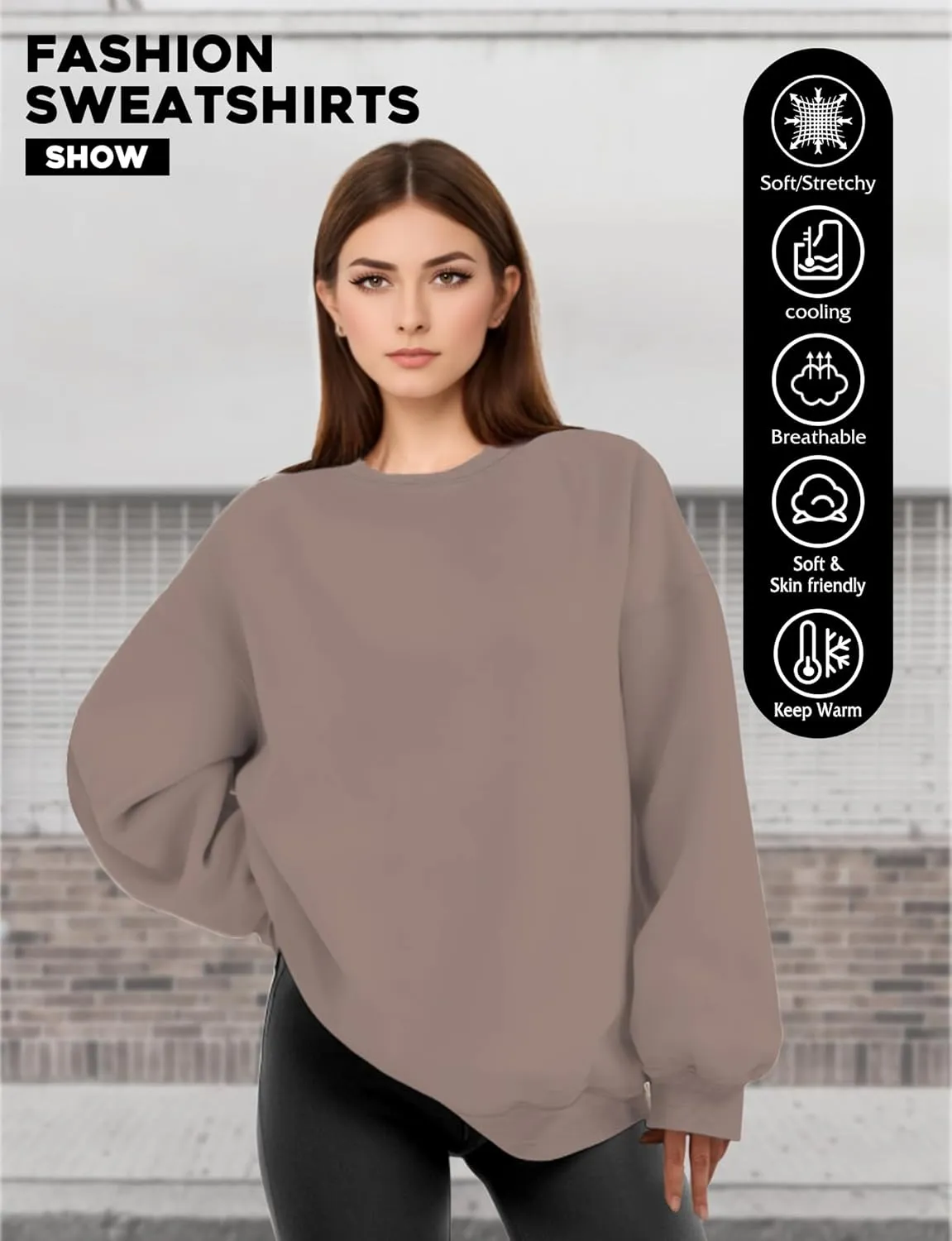 Oversized Sweatshirt for Women, Crewneck Sweatshirts Women Pullover Long Sleeves, Pullover Sweaters Casual Clothes