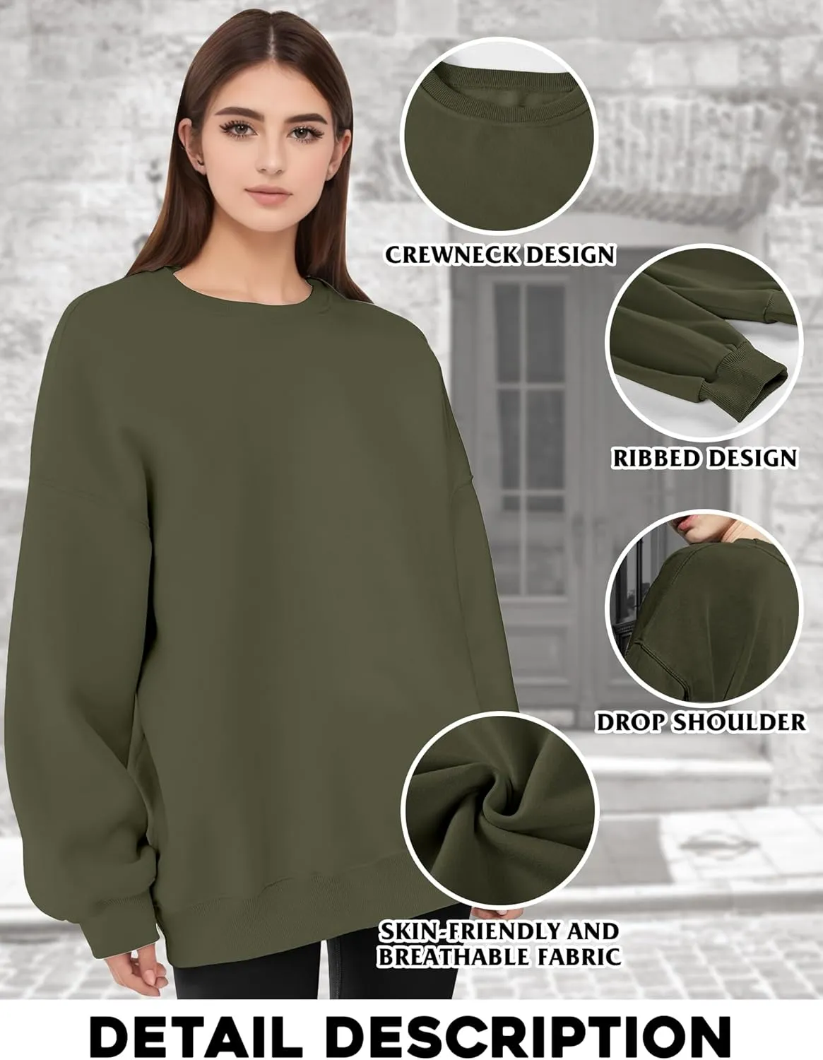 Oversized Sweatshirt for Women, Crewneck Sweatshirts Women Pullover Long Sleeves, Pullover Sweaters Casual Clothes
