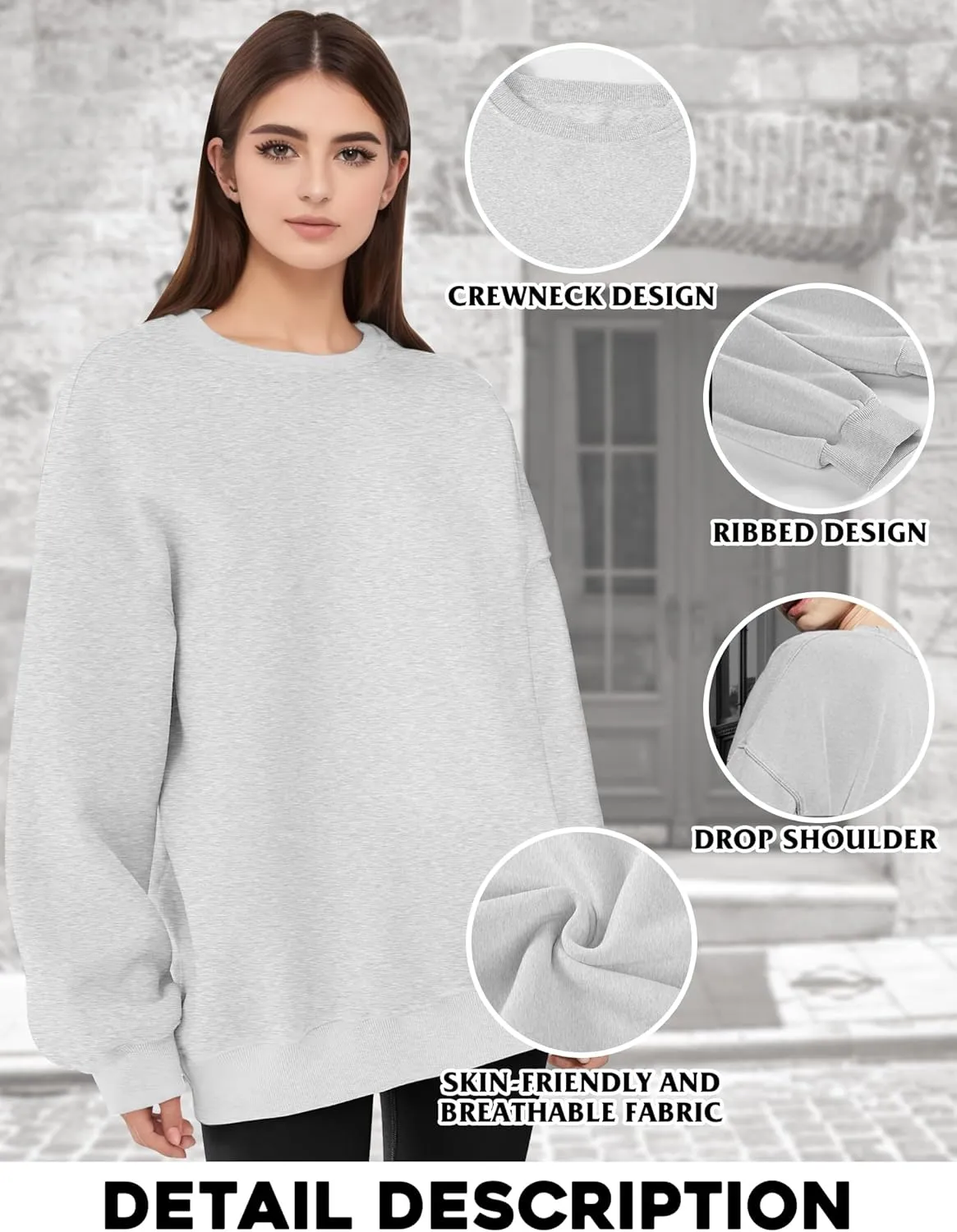 Oversized Sweatshirt for Women, Crewneck Sweatshirts Women Pullover Long Sleeves, Pullover Sweaters Casual Clothes