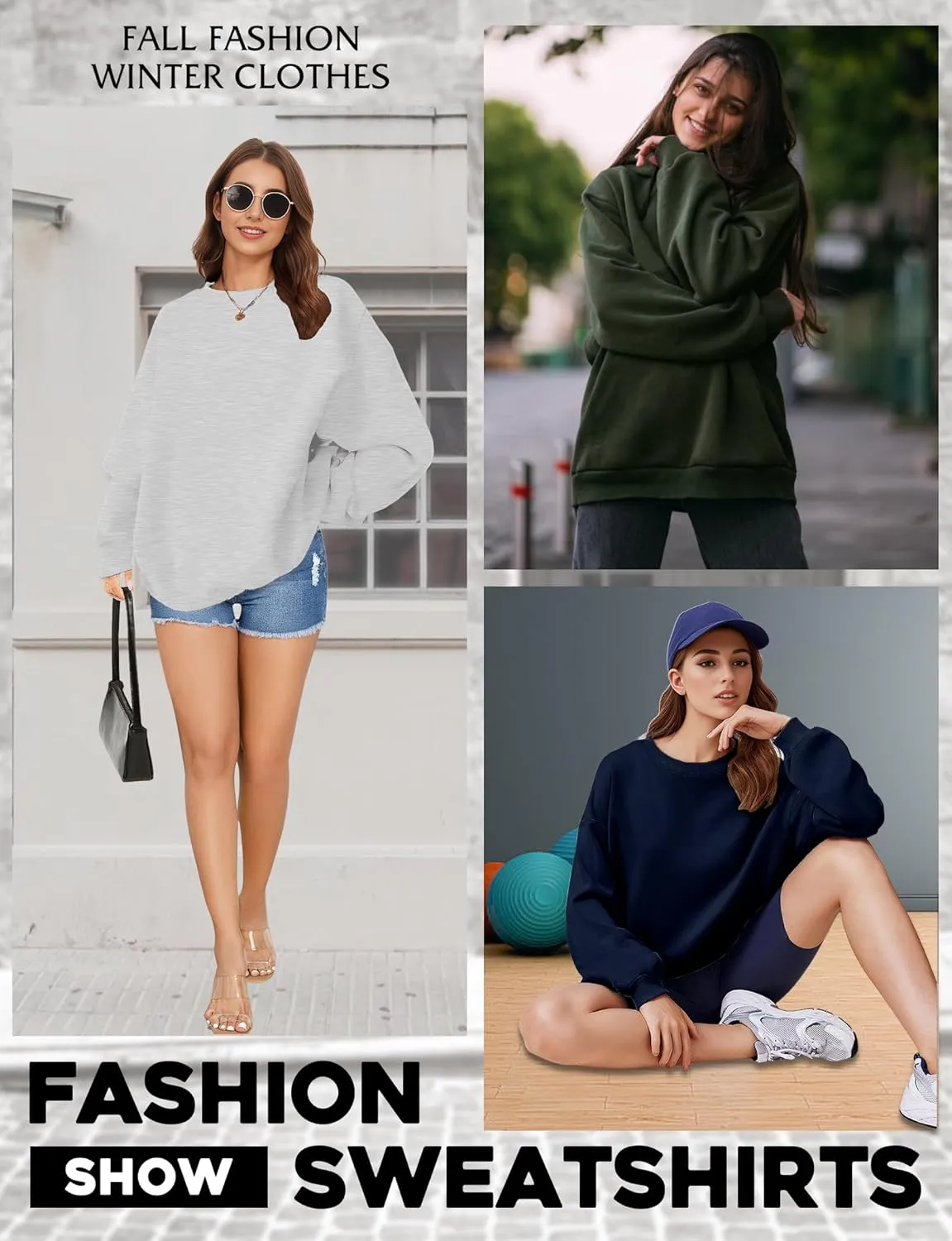 Oversized Sweatshirt for Women, Crewneck Sweatshirts Women Pullover Long Sleeves, Pullover Sweaters Casual Clothes