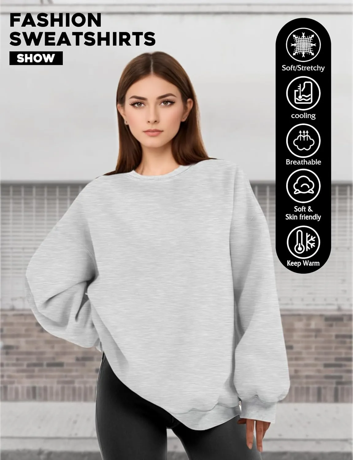 Oversized Sweatshirt for Women, Crewneck Sweatshirts Women Pullover Long Sleeves, Pullover Sweaters Casual Clothes