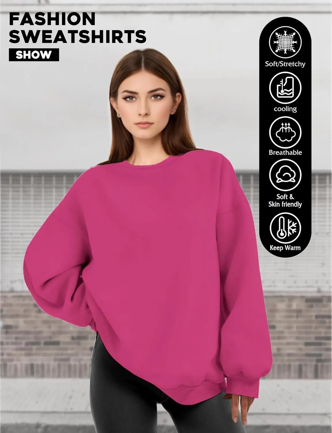 Oversized Sweatshirt for Women, Crewneck Sweatshirts Women Pullover Long Sleeves, Pullover Sweaters Casual Clothes