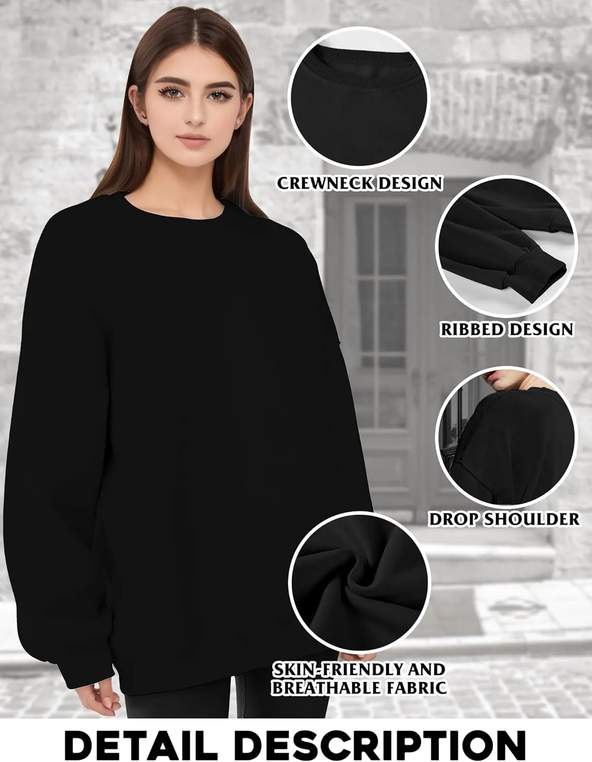 Oversized Sweatshirt for Women, Crewneck Sweatshirts Women Pullover Long Sleeves, Pullover Sweaters Casual Clothes