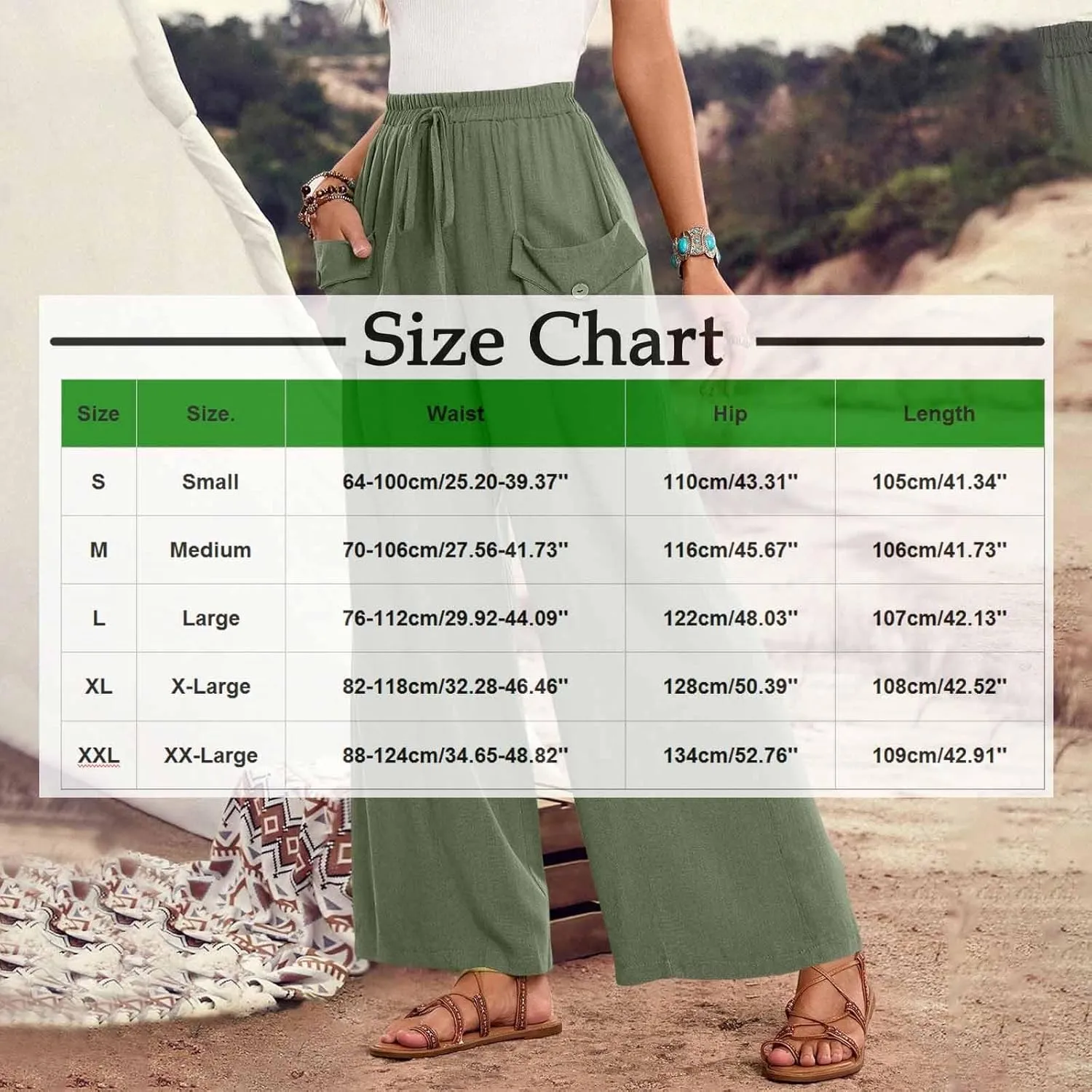 Palazzo Pants for Women,Drawstring Elastic Waist Wide Leg Pants Woman Summer Flowy Beach Vacation Office Trousers