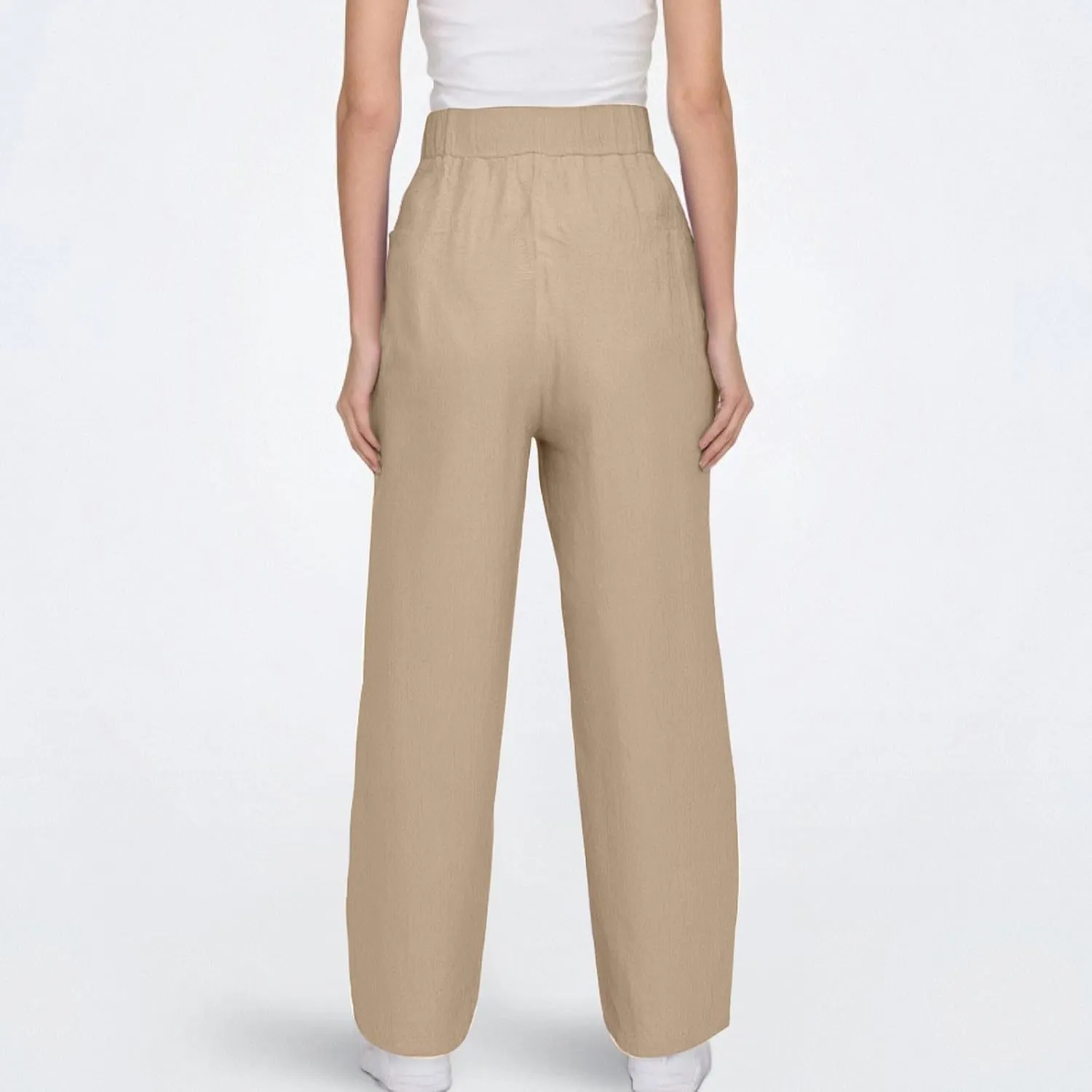 Pants for Women Beach Vacation Outfit 2025 Flowy Solid Resort Pant with Pockets Harem Cropped Summer Drawstring Slim Joggers