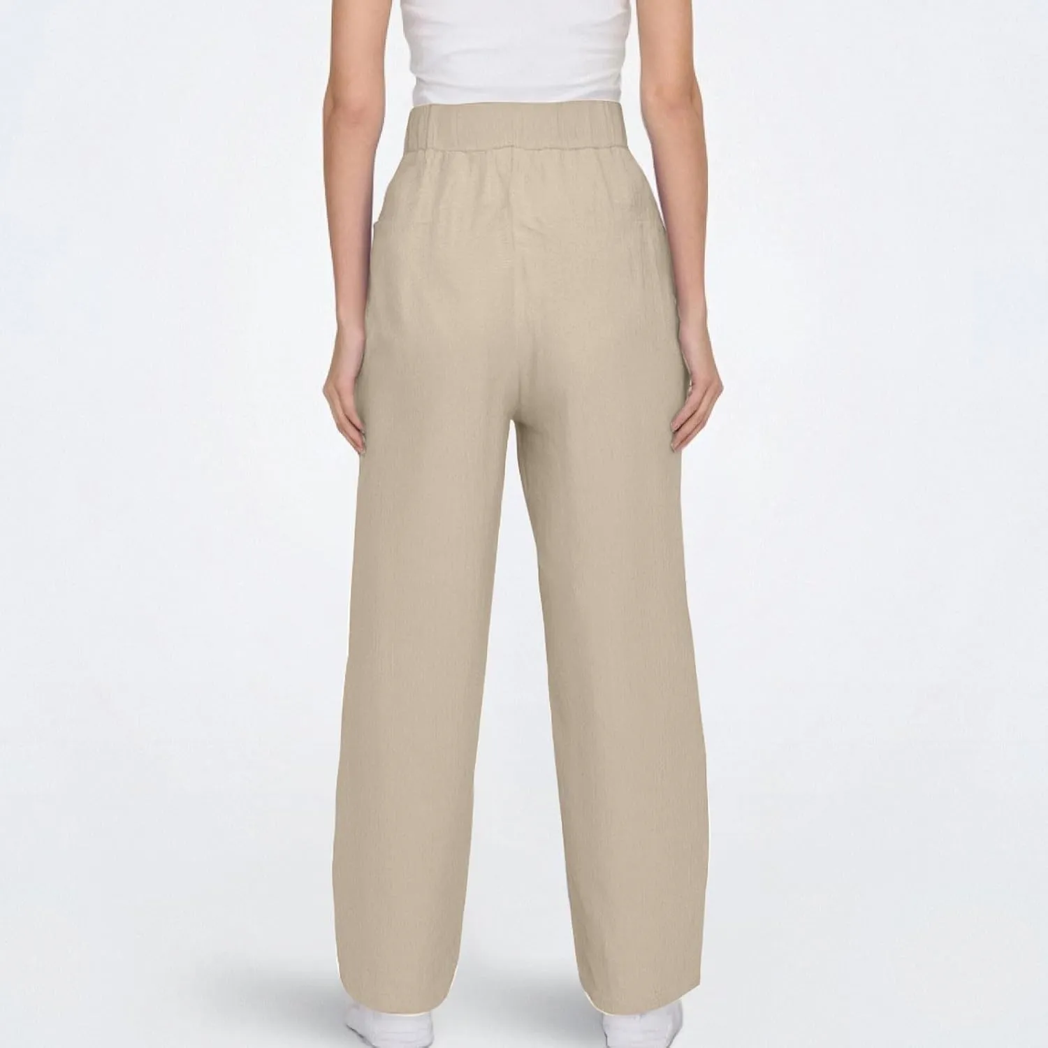 Pants for Women Beach Vacation Outfit 2025 Flowy Solid Resort Pant with Pockets Harem Cropped Summer Drawstring Slim Joggers