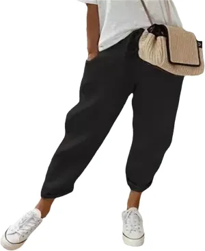 Pants for Women Beach Vacation Outfits 2025 Drawstring Casual Pants with PocketsSolid Harem Going Out Lightweight Sweatpants
