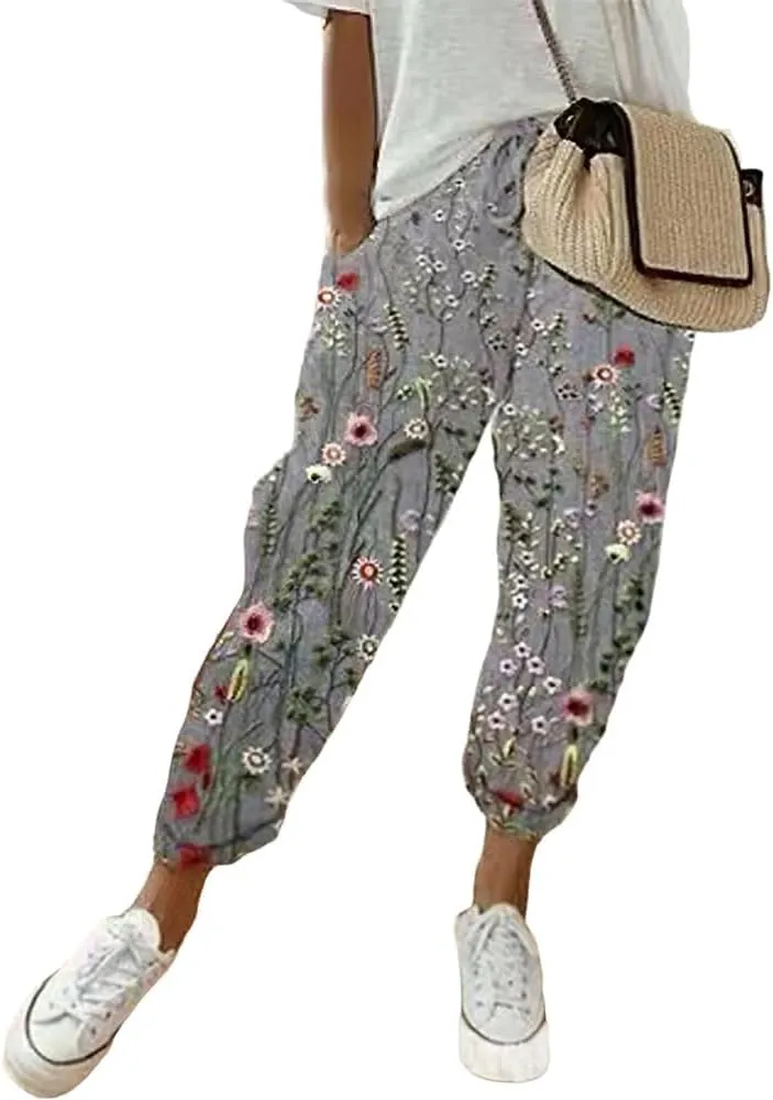 Pants for Women Beach Vacation Outfits 2025 Drawstring Casual Pants with PocketsSolid Harem Going Out Lightweight Sweatpants