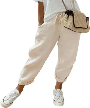 Pants for Women Beach Vacation Outfits 2025 Drawstring Casual Pants with PocketsSolid Harem Going Out Lightweight Sweatpants