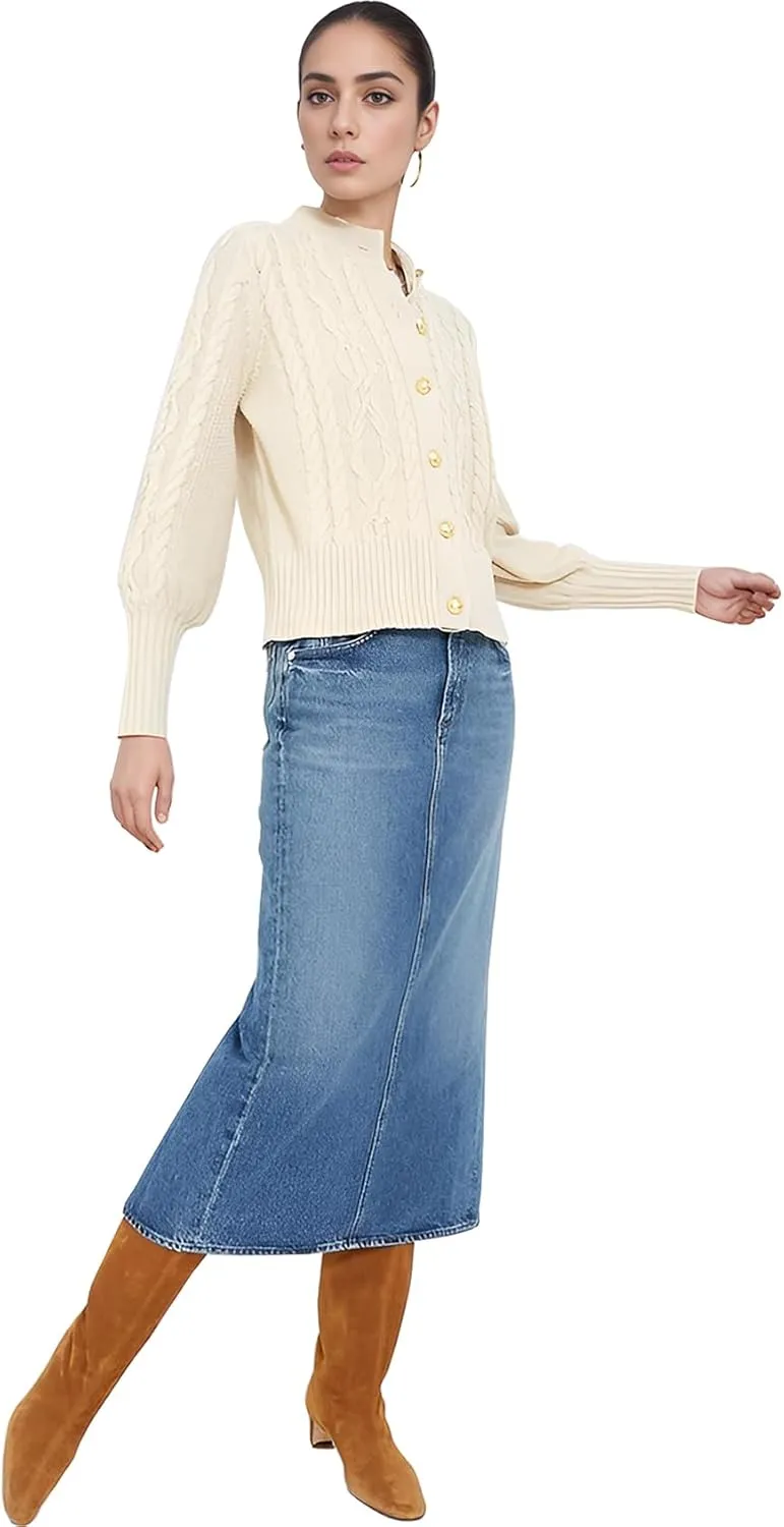 PEHMEA Womens Short Cardigan Sweaters, Soft Twist Knit Fall Winter Chunky Open Front Button Sweaters for Women