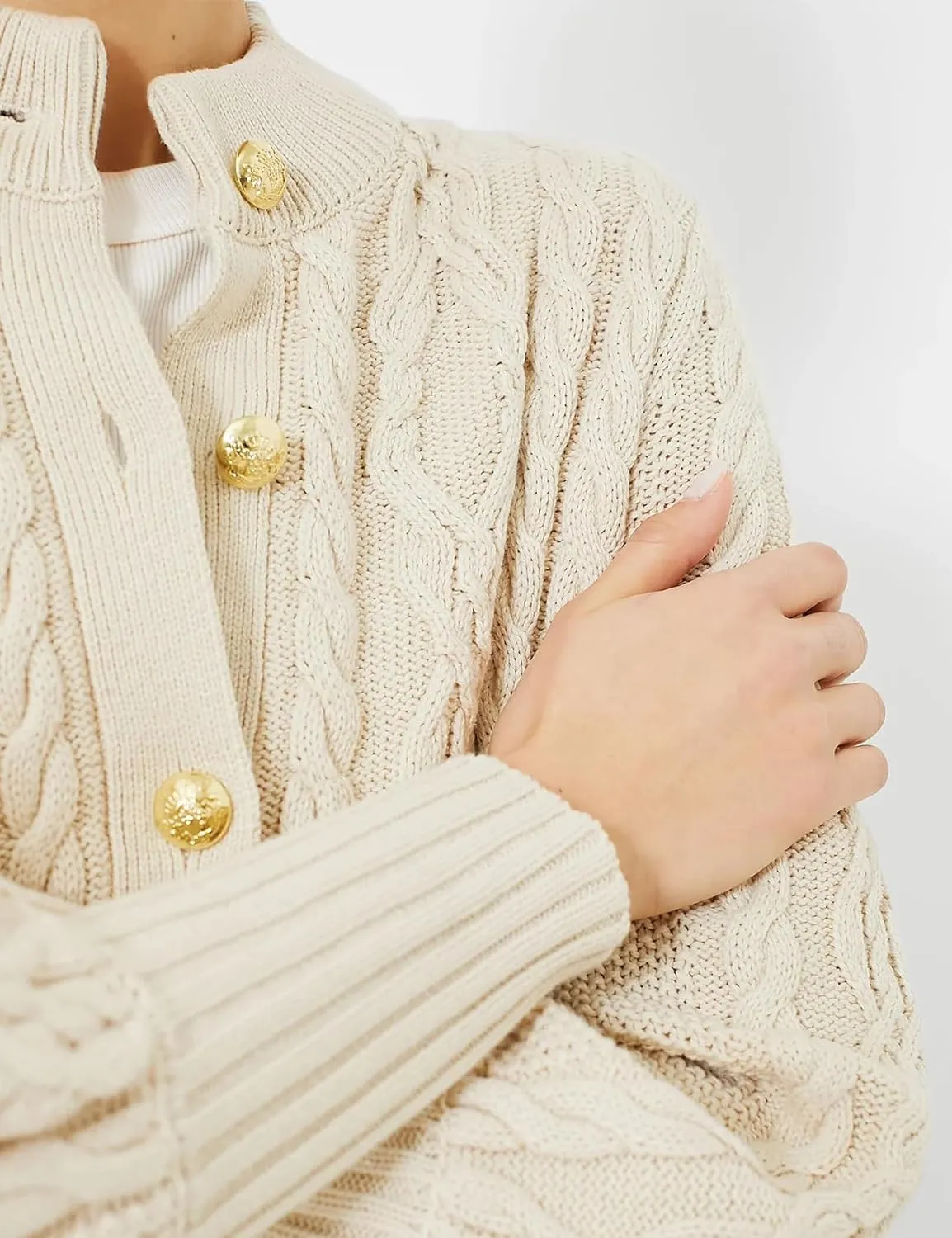 PEHMEA Womens Short Cardigan Sweaters, Soft Twist Knit Fall Winter Chunky Open Front Button Sweaters for Women