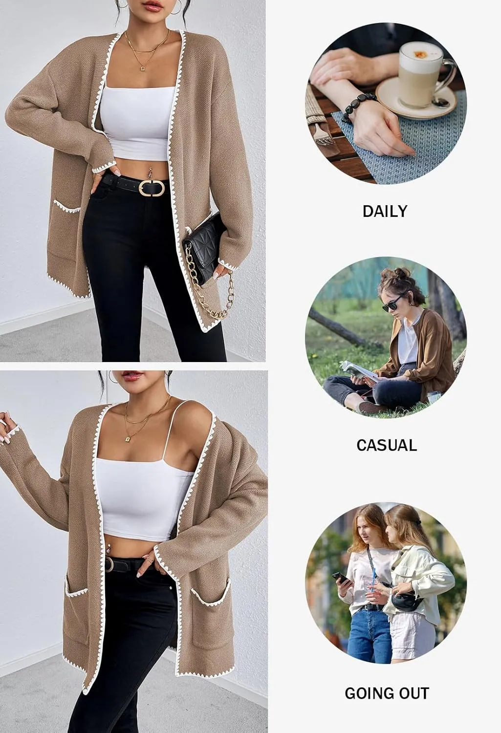 Pink Queen Oversized Long Cardigan for Women Trendy Fall Casual Open Front Long Sleeve Chunky Sweater Coat Outerwear