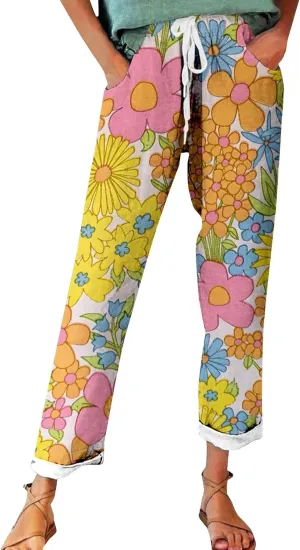Plus Size Linen Pants for Women Plus Size Summer Cotton Palazzo Pants for Women Casual Summer Trousers