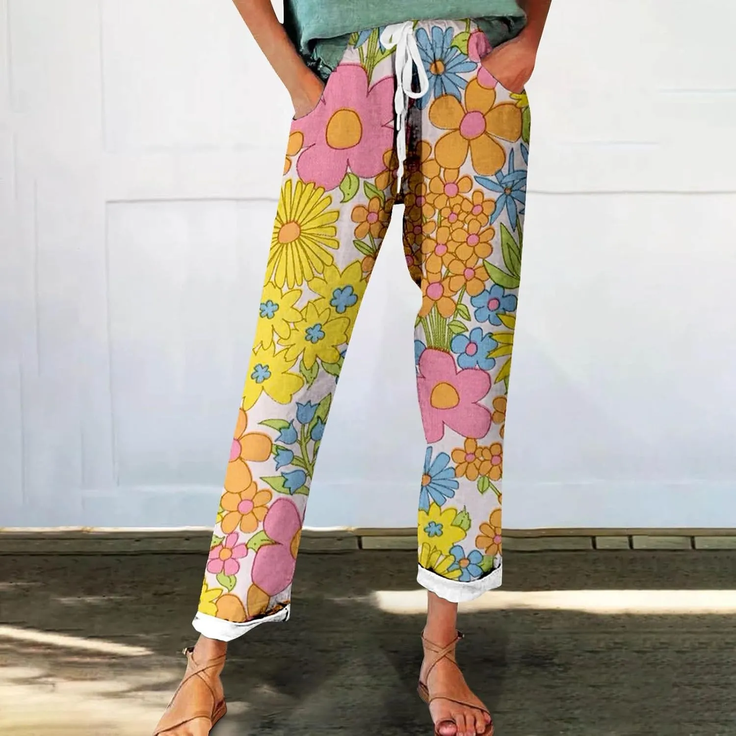 Plus Size Linen Pants for Women Plus Size Summer Cotton Palazzo Pants for Women Casual Summer Trousers