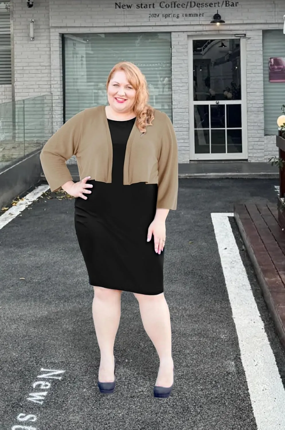 Plus Size Shrugs for Women Cropped Cardigan Knit Sweaters Open Front Bolero