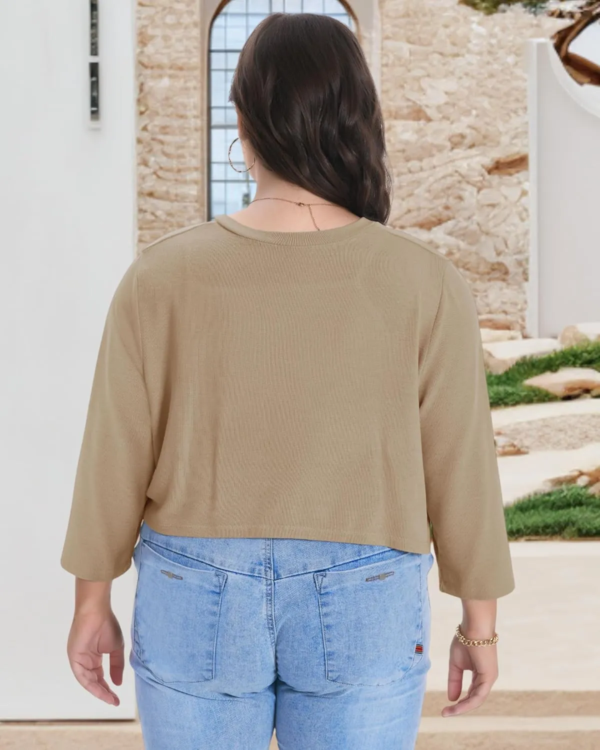 Plus Size Shrugs for Women Cropped Cardigan Knit Sweaters Open Front Bolero