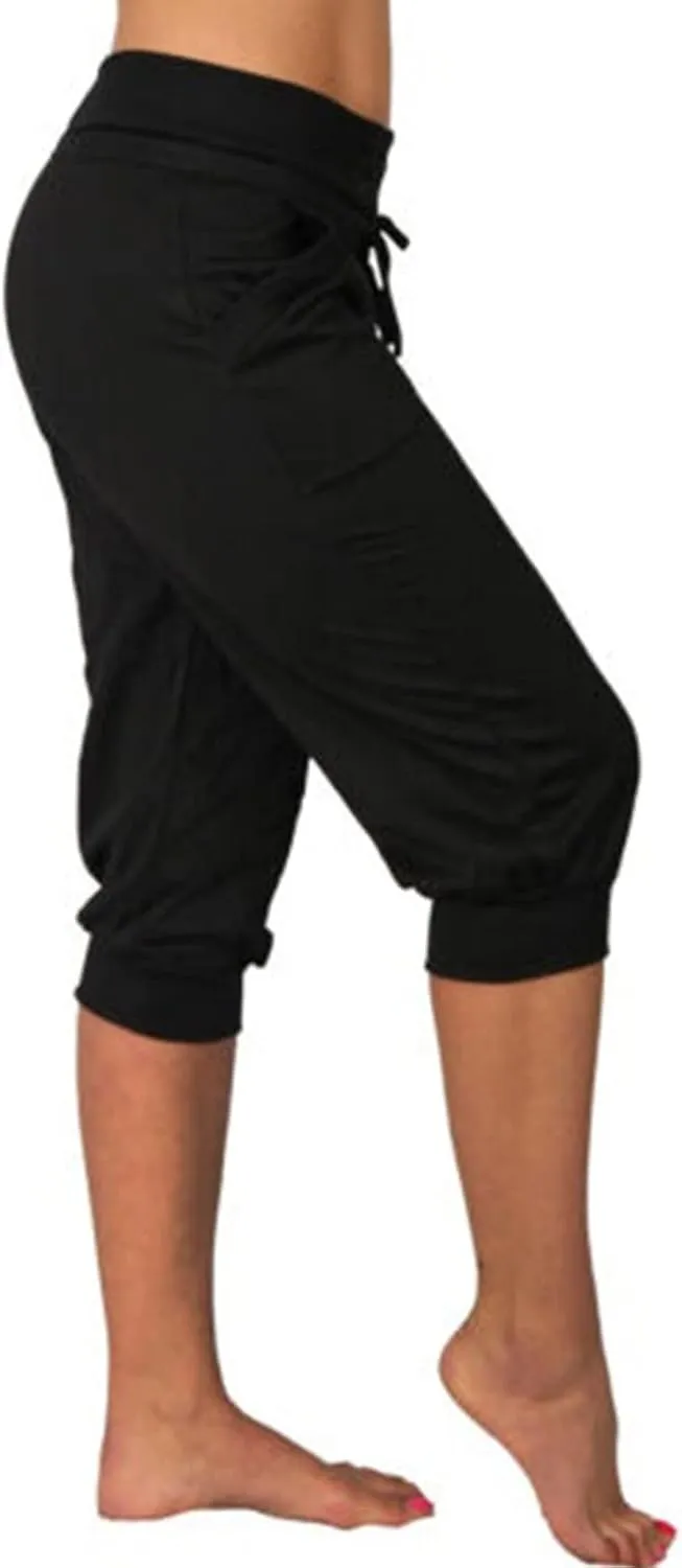 Plus Size Yoga Capris for Women Cropped High Waist Joggers Summer Loose Soft Drawstring Low Rise Capri Sweatpants