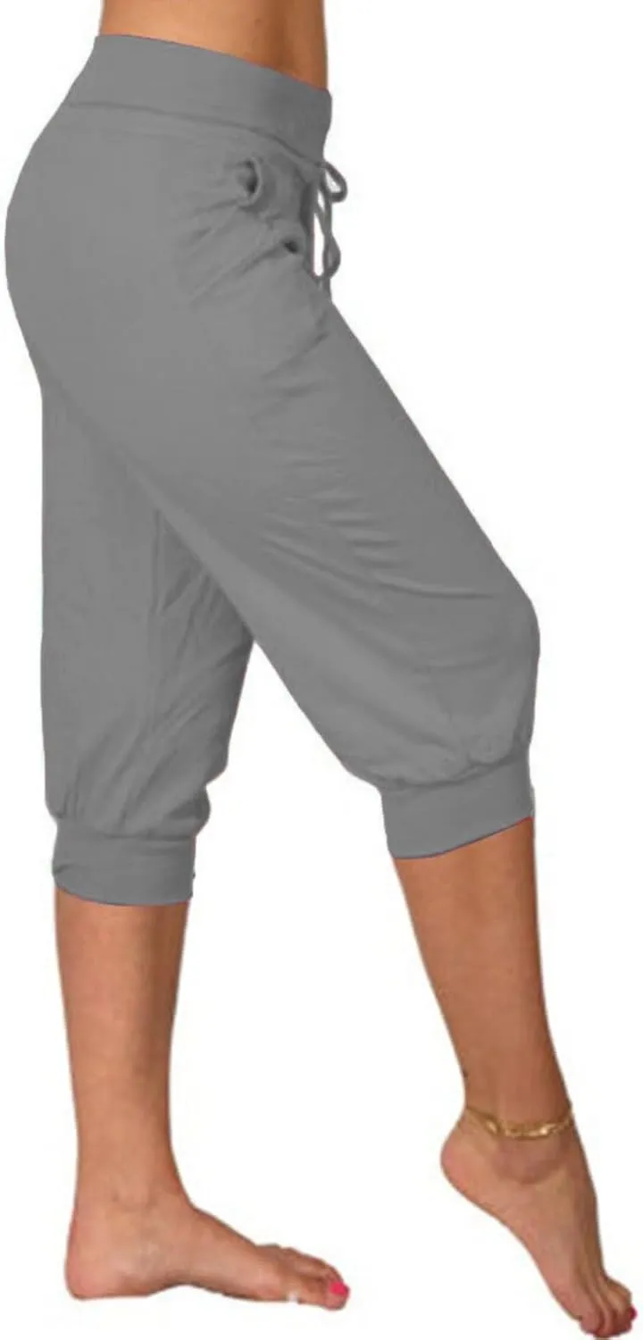 Plus Size Yoga Capris for Women Cropped High Waist Joggers Summer Loose Soft Drawstring Low Rise Capri Sweatpants