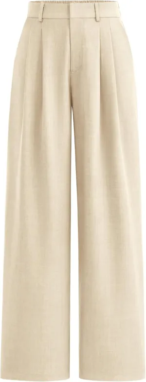 PRETTYGARDEN Women's Summer Elastic High Waisted Work Pants Straight Leg Dressy Business Casual Trousers Slacks Pockets