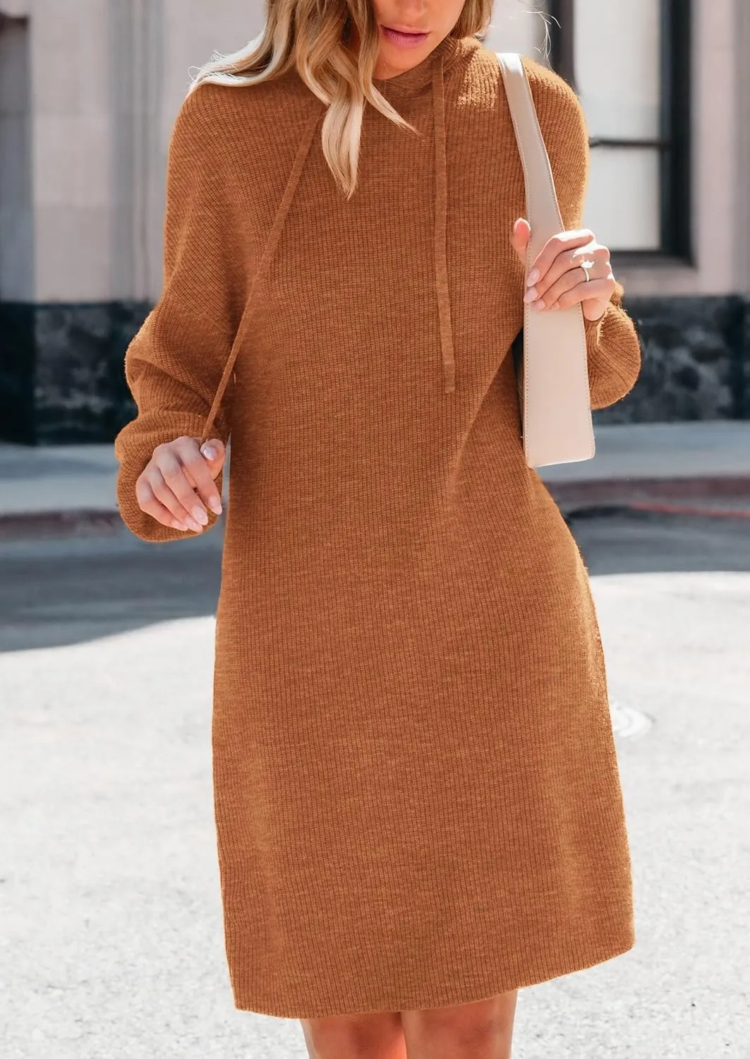 PRETTYGARDEN Women's Sweater Dress Fall Winter Casual Long Sleeve Pullover Chunky Knit Loose Oversized Hoodie Tunic Sweaters