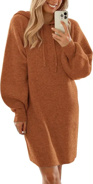 PRETTYGARDEN Women's Sweater Dress Fall Winter Casual Long Sleeve Pullover Chunky Knit Loose Oversized Hoodie Tunic Sweaters