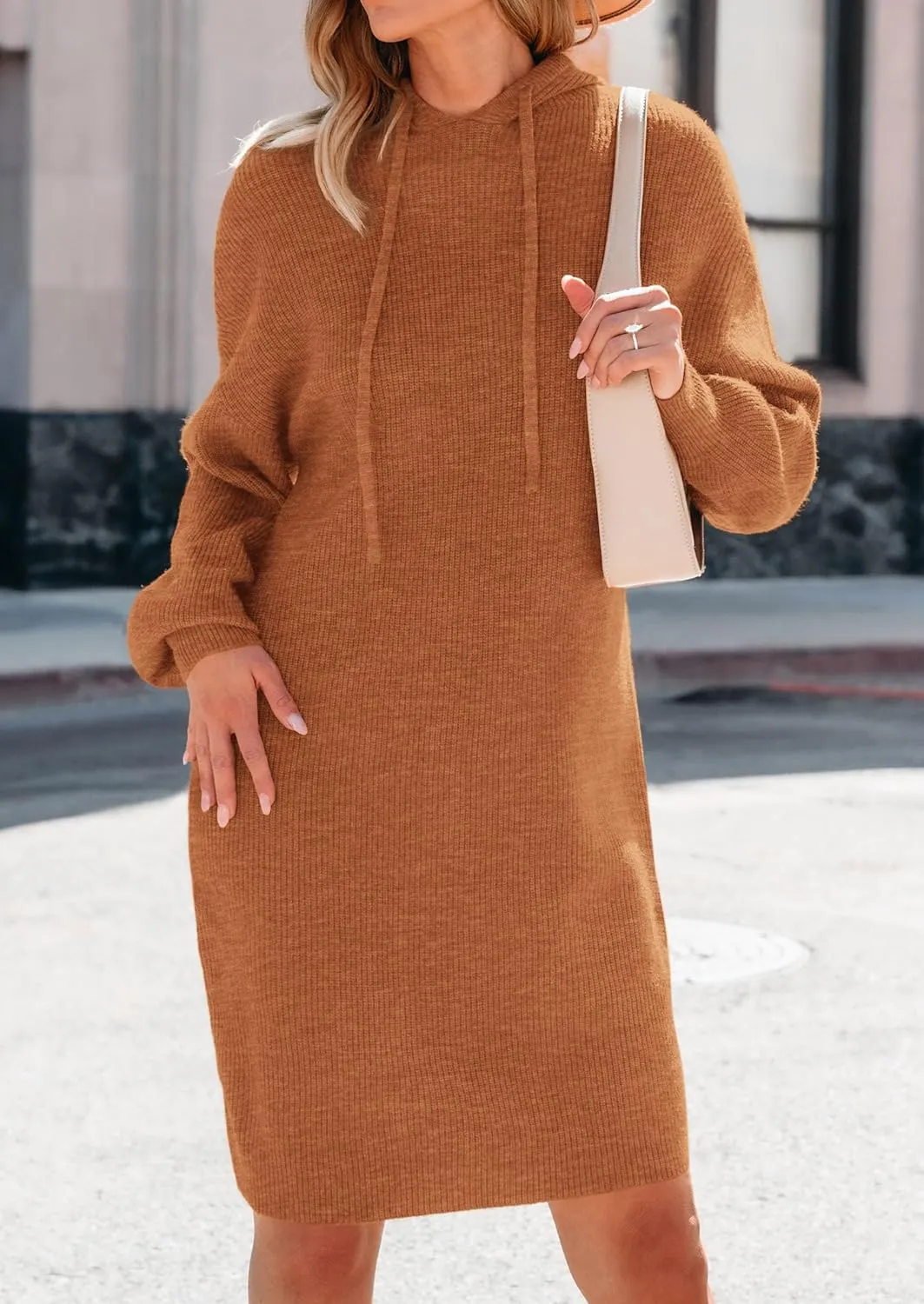 PRETTYGARDEN Women's Sweater Dress Fall Winter Casual Long Sleeve Pullover Chunky Knit Loose Oversized Hoodie Tunic Sweaters