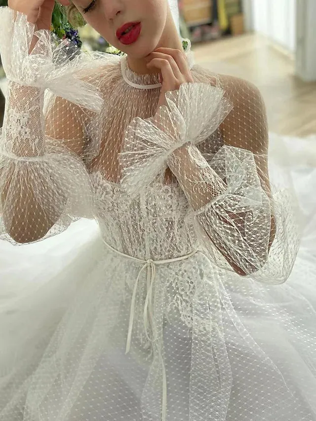 Prom Dresses Elegant Dress Engagement Floor Length Long Sleeve Jewel Neck Lace with Pure Color Strappy