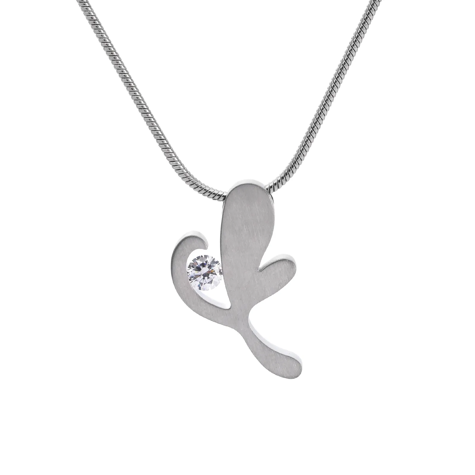 PT102W B.Tiff Lucky Clover Stainless Steel Pendant Necklace
