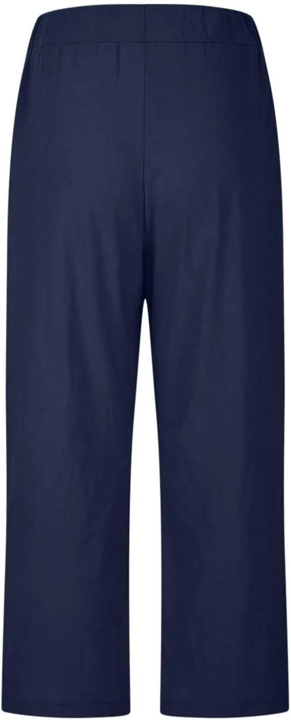 PTOLOCIF Women's Linen Blend Pants Straight Leg Dress Pants High Waist Cotton Linen Pant Flowy Wide Leg Summer Boho Trousers