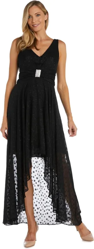 R&M Richards Womens Chiffon Hi-Low Evening Dress
