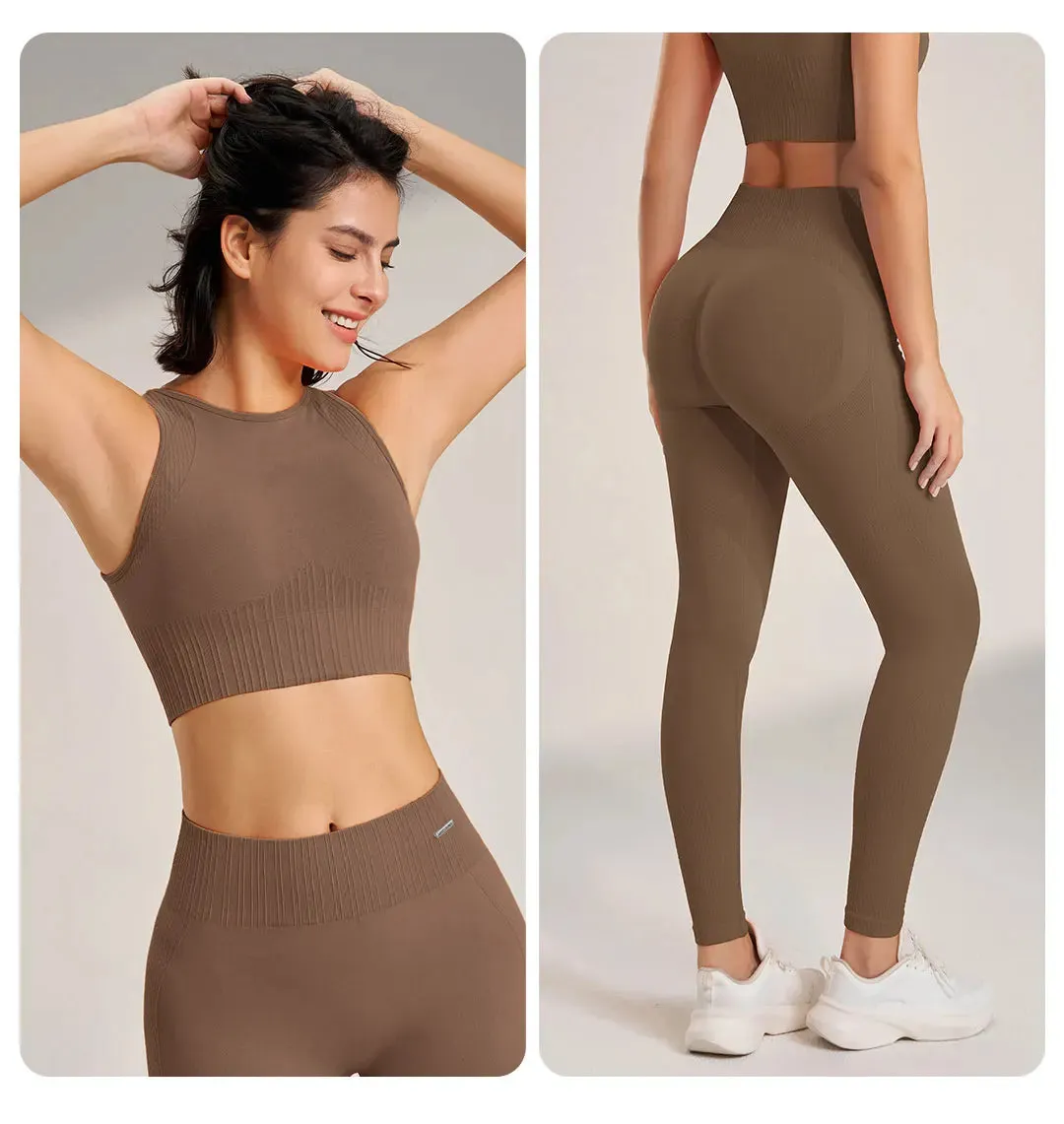 Ravyn Seamless Gym Set  Two Piece Womens Activewear Crop Top & High Waisted Leggings
