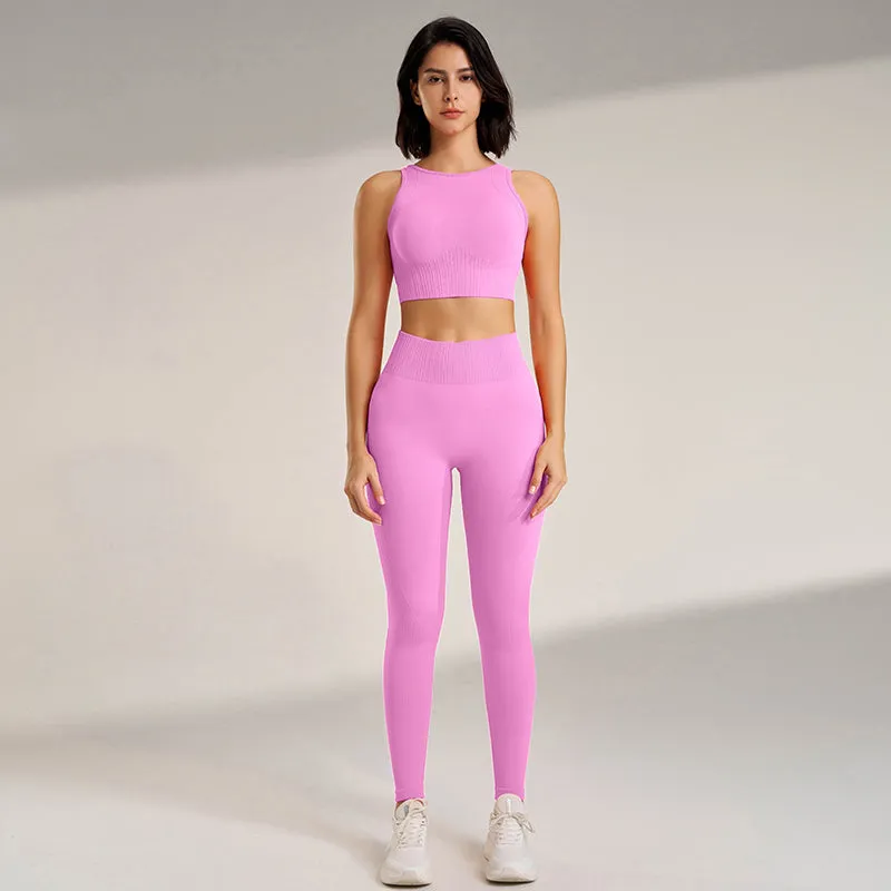 Ravyn Seamless Gym Set  Two Piece Womens Activewear Crop Top & High Waisted Leggings