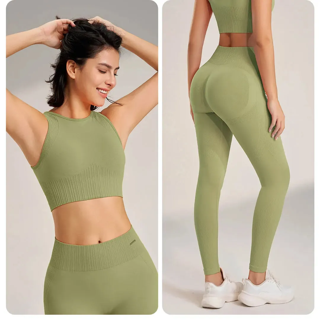 Ravyn Seamless Gym Set  Two Piece Womens Activewear Crop Top & High Waisted Leggings