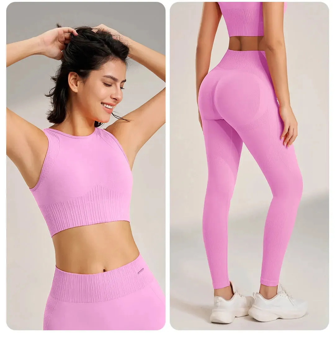 Ravyn Seamless Gym Set  Two Piece Womens Activewear Crop Top & High Waisted Leggings
