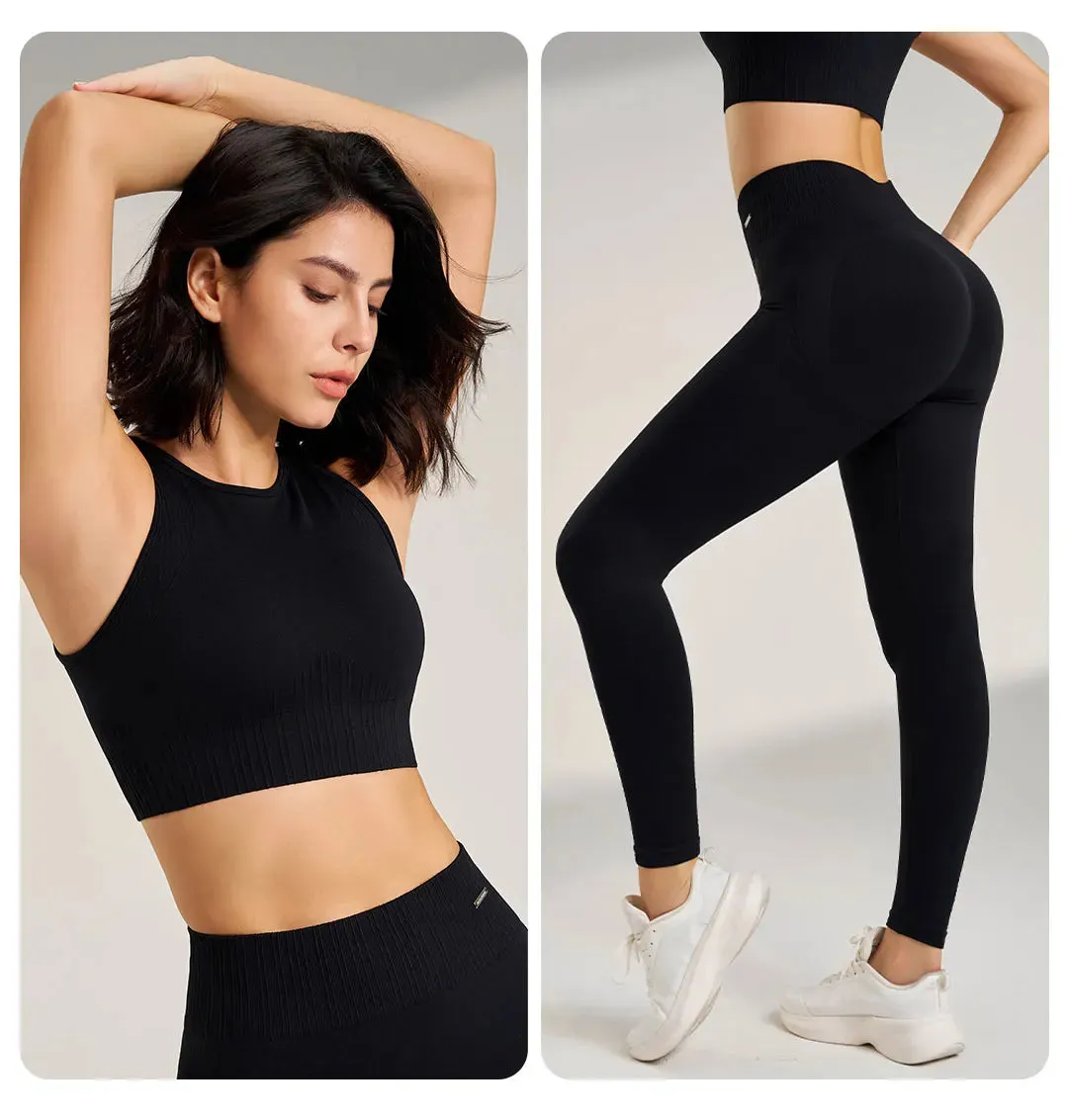 Ravyn Seamless Gym Set  Two Piece Womens Activewear Crop Top & High Waisted Leggings