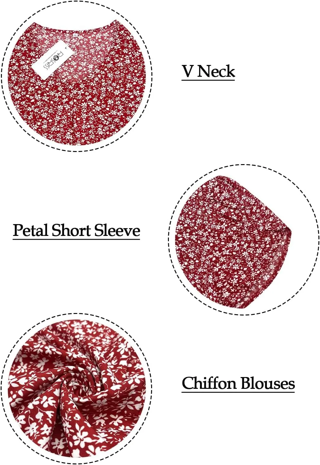 ROSRISS Plus-Size Summer Tops Petal Short Sleeve Shirts Casual V Neck Tuincs Chiffon Blouses