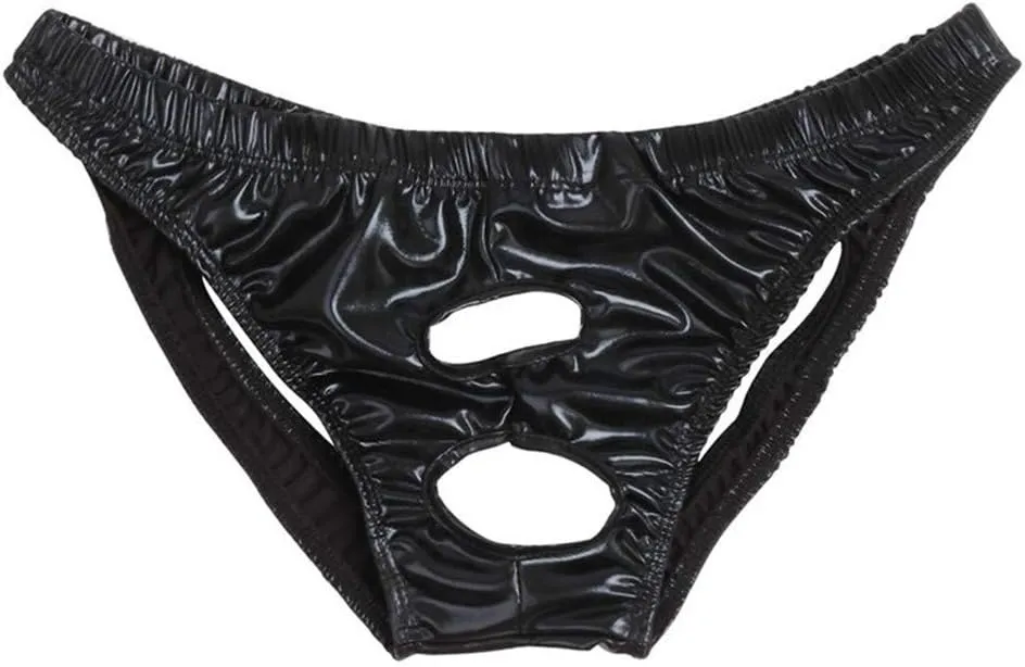SENMIAO-Clothing Men Underwear Thongs Shiny Easily Patent Leather Bikini Briefs Jockstrap Lingerie