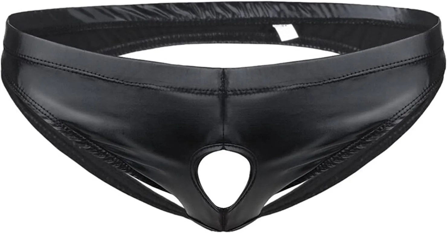 SENMIAO-Clothing Men Underwear Thongs Shiny Easily Patent Leather Bikini Briefs Jockstrap Lingerie