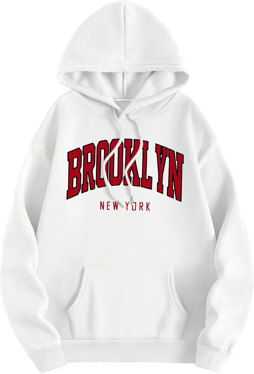 SHENHE Women's Letter Print Long Sleeve Drawstring Pullover Hoodie Sweatshirt Tops with Pocket